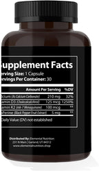 Elemental Nutrition Vitamina K2 con D3 Extra Strength – 10000 UI Vitamina D3 + 200 mcg Vitamina K2 MK-7, 30 Cápsulas