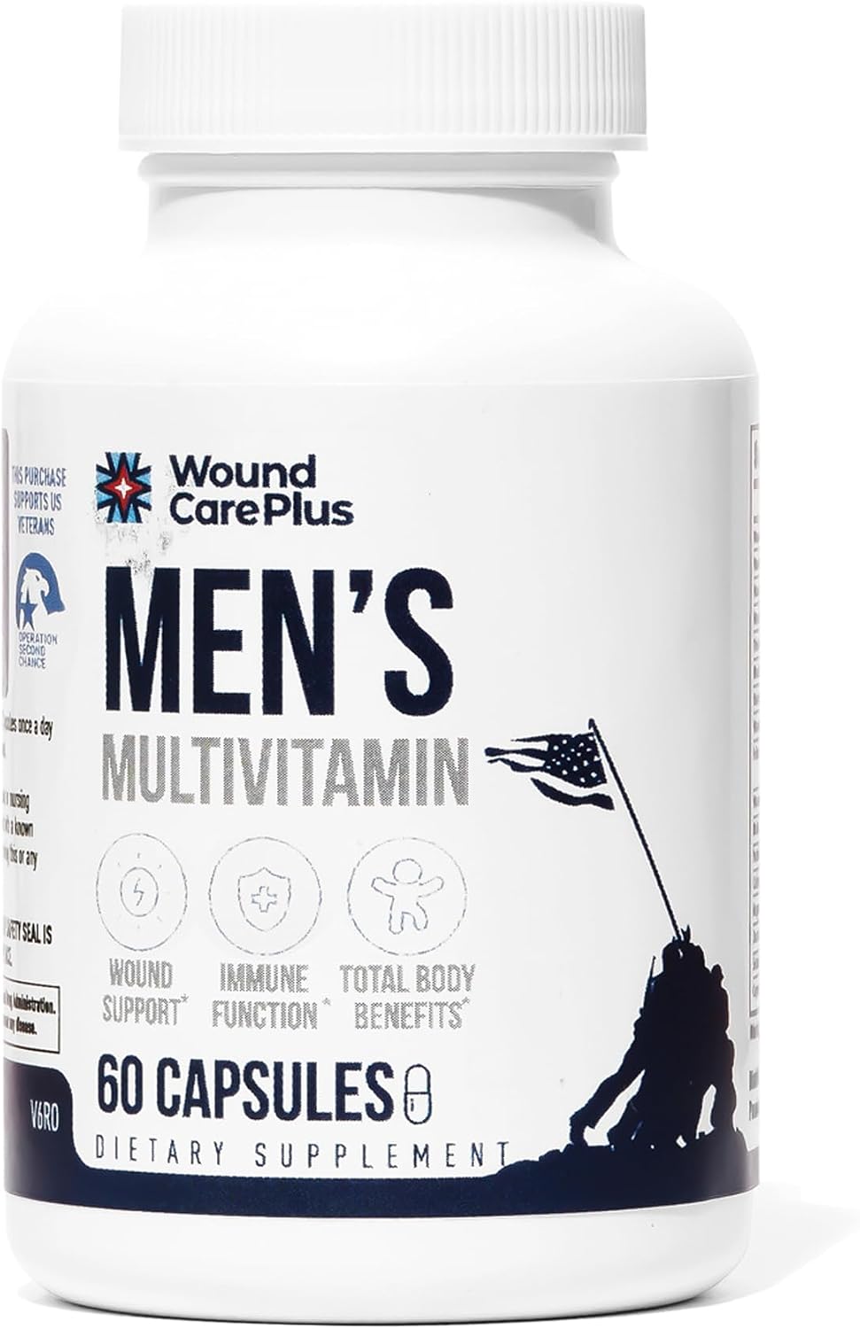 Wound Care Plus Men's Multivitamin – Mezcla completa de vitaminas y minerales con vitaminas A, B, C, D, E, zinc – 60 cápsulas – Sin gluten, no GMO