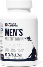 Wound Care Plus Men's Multivitamin – Mezcla completa de vitaminas y minerales con vitaminas A, B, C, D, E, zinc – 60 cápsulas – Sin gluten, no GMO
