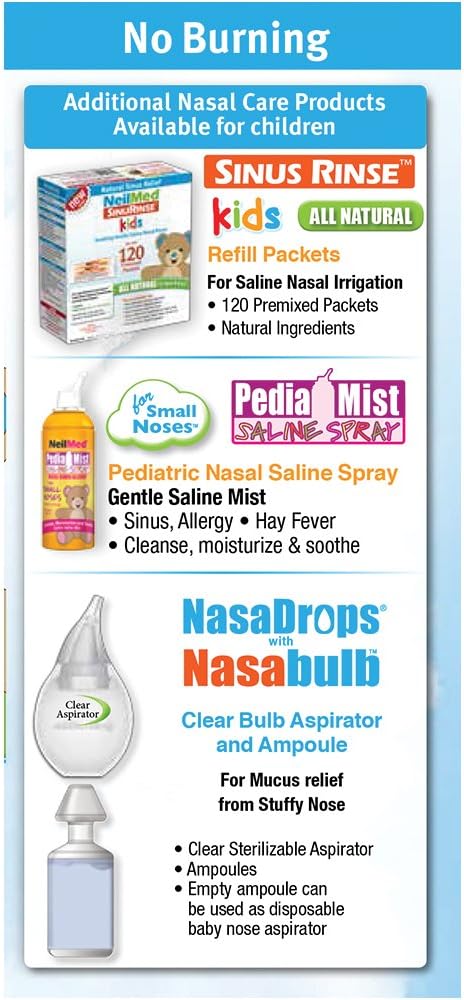 NeilMed Sinus Rinse Kids - Kit de Lavado Nasal Natural - 60 Sobres Premesclados