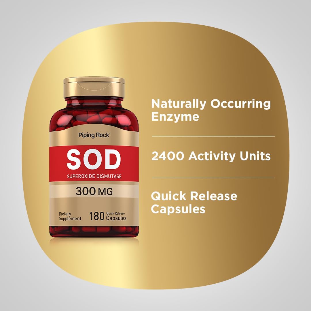 Piping Rock Superóxido Dismutasa (SOD) 300 mg, 180 Cápsulas