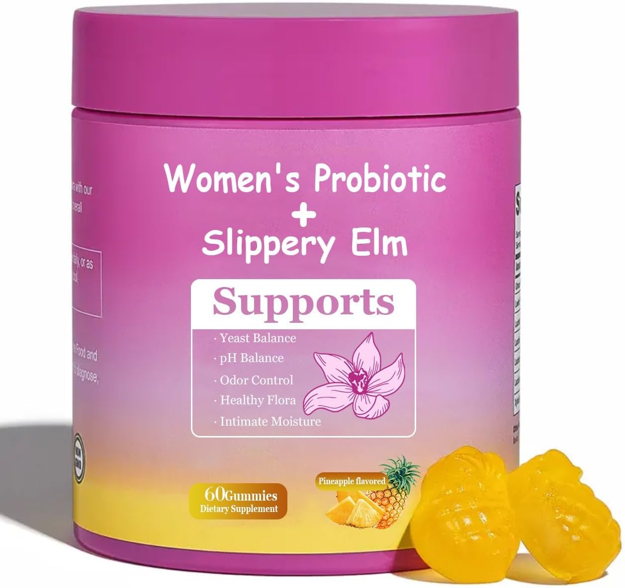 DYALE Gominolas Probióticas para Mujer Sabor Piña | 60 Gominolas | Equilibrio pH y Salud Digestiva