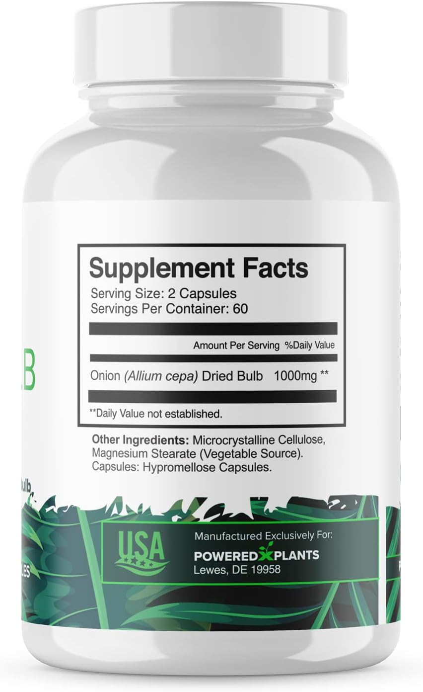 Onion Bulb Extract 1000mg – Pure All Natural Onion (Allium Cepa) Dried Bulb – 120 Cápsulas