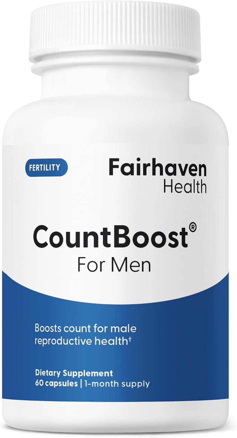 Fairhaven Health CountBoost para Hombres – Suplemento de Fertilidad Masculina con Ashwagandha, Vitamina C y CoQ10 – 60 Cápsulas