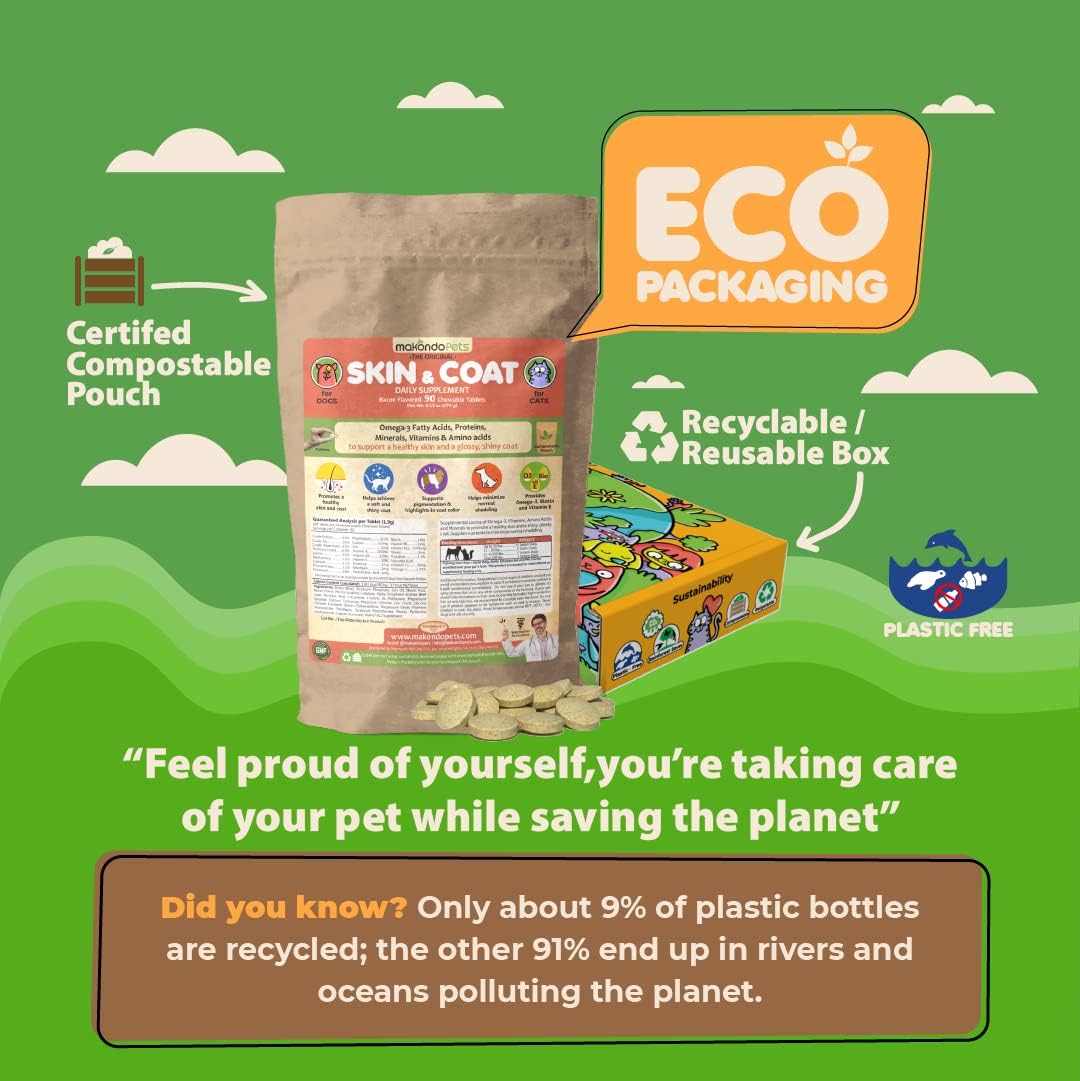 Skin and Coat Supplement con Aceite de Pescado y Omega 3 para Perros y Gatos - 90 Tabletas