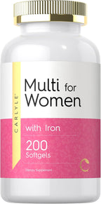 Carlyle Multivitamínico para Mujeres con Hierro | 200 Cápsulas Blandas