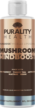 Liposomal Mushroom Mindboost - Mezcla de 5 Hongos - 8 oz (237 ml) - Suplemento Vegano para Energía y Claridad Mental