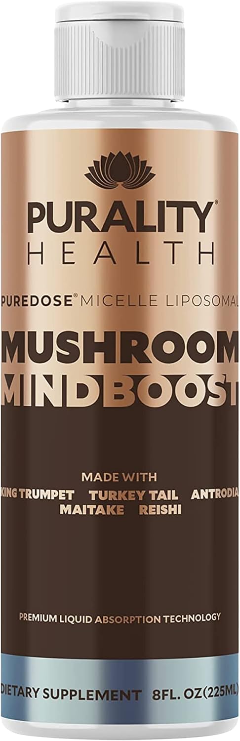 Liposomal Mushroom Mindboost - Mezcla de 5 Hongos - 8 oz (237 ml) - Suplemento Vegano para Energía y Claridad Mental