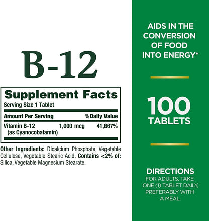 Nature's Bounty Vitamina B12 1000 mcg – Formación normal de glóbulos rojos: Es esencial para la producción de – Image 3