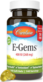 Carlson E-Gems Elite, 400 UI Vitamina E con Tocoferoles y Tocotrienoles, 240 Cápsulas Blandas