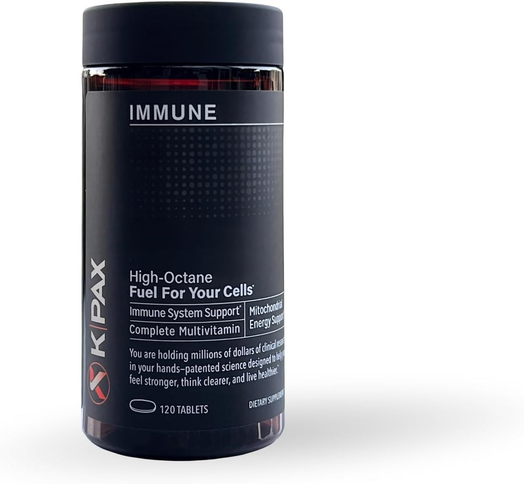 KPAX Immune - Suplemento Mitocondrial para Energía Celular e Inmunidad, con PQQ, CoQ10, Vitaminas B Metiladas, K2 MK-7, 120 Comprimidos