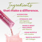 Dr. Stephanie's GLP-1 Buddy: Mezcla de bebida sabor fresa sandía para apoyo digestivo y preservación de masa muscular