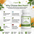 Cápsulas Orgánicas Bee Pearl – Pan de Abeja Concentrado – Mezcla Natural de Polen, Néctar y Enzimas con Vitaminas, Minerales y Polifenoles – 30 Cápsulas