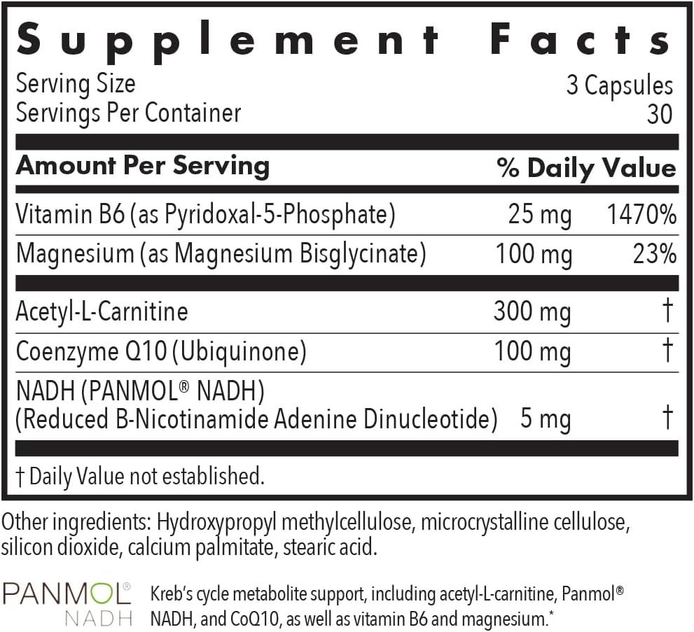 ARG Cofactores Mitocondriales - 300 mg Acetil-L-Carnitina, CoQ10, Vitamina B6 y Magnesio - 90 Cápsulas Vegetarianas