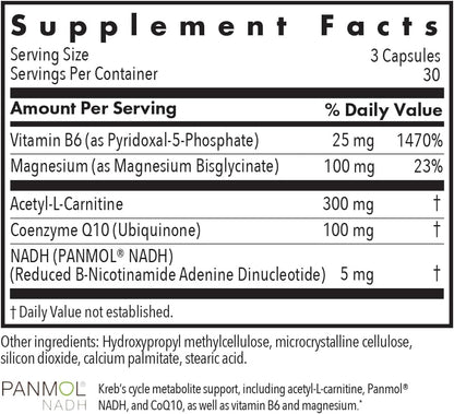 ARG Cofactores Mitocondriales - 300 mg Acetil-L-Carnitina, CoQ10, Vitamina B6 y Magnesio - 90 Cápsulas Vegetarianas – Image 2