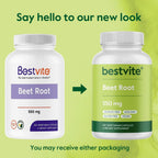 BESTVITE Raíz de Remolacha - 550mg por Cápsula (120 Cápsulas Vegetarianas) - Sin Estearatos - Sin Maltodextrina - Vegano