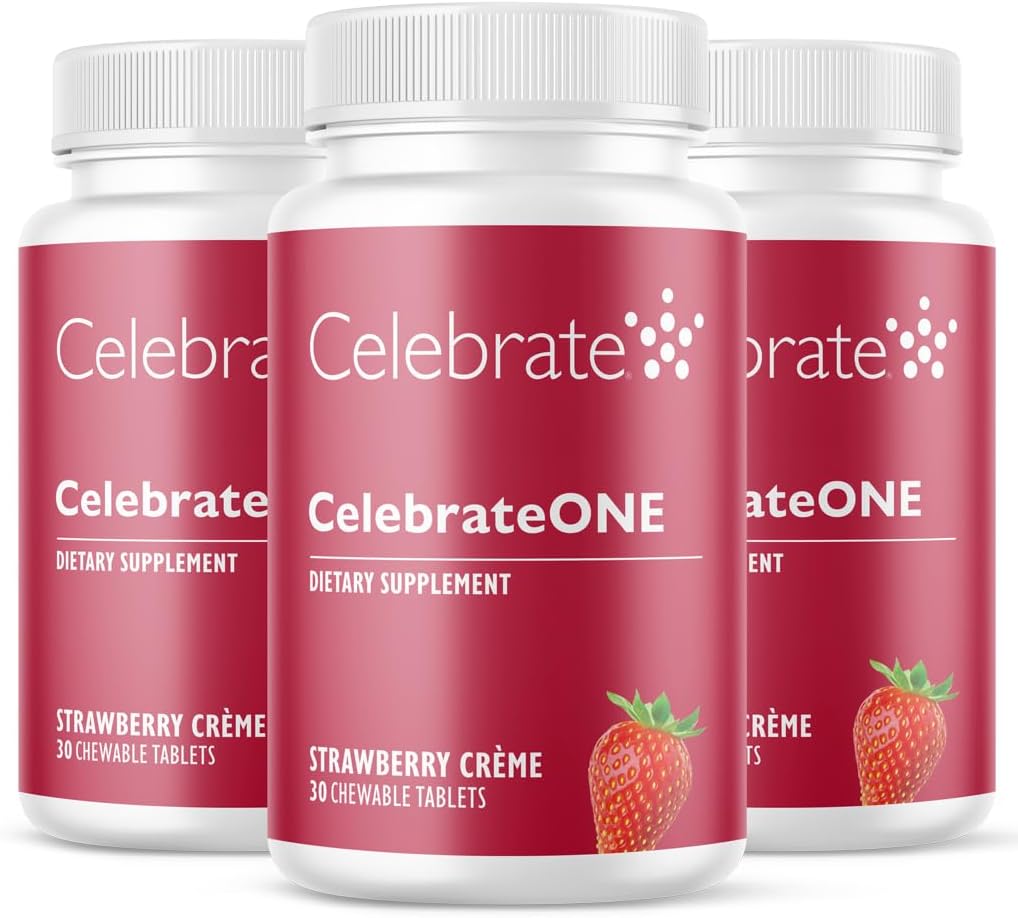 CelebrateONE Chewables Iron Free - Multivitamínico Bariátrico Masticable - Sabor Fresa Crema (30 tabletas)