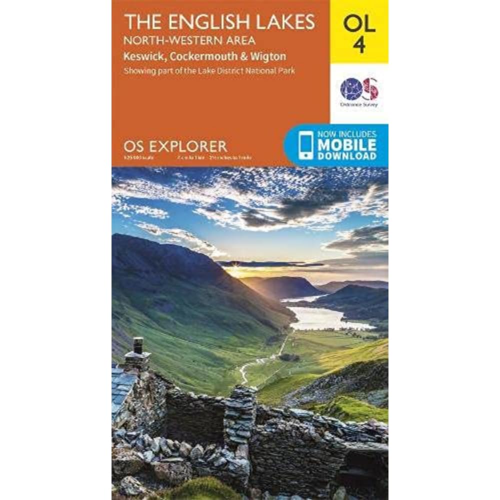 Mapa OS Explorer OL4 Lake District - Zona Noroeste: Keswick, Cockermouth y Wigton