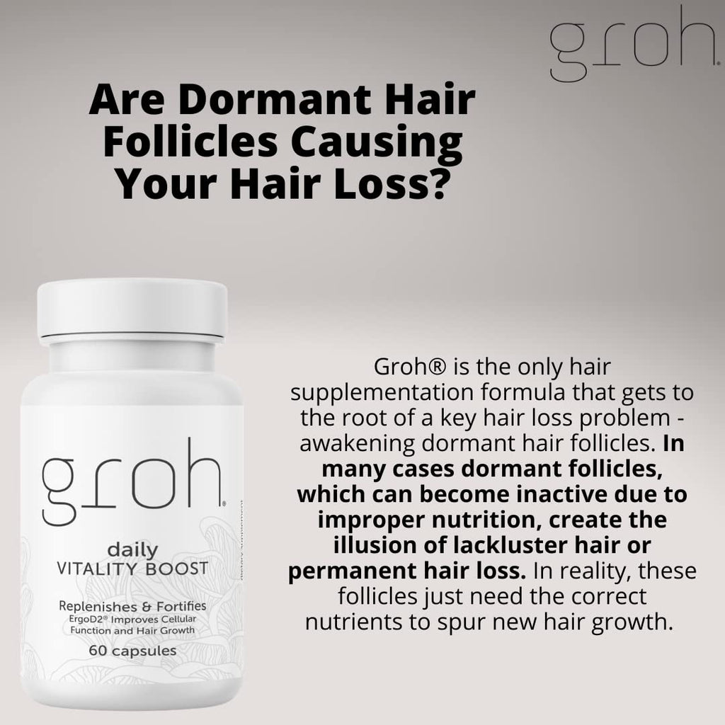 Groh Daily Vitality Boost - Suplemento Natural para Cabello, Piel y Uñas con Hongos y Antioxidantes - 60 Cápsulas