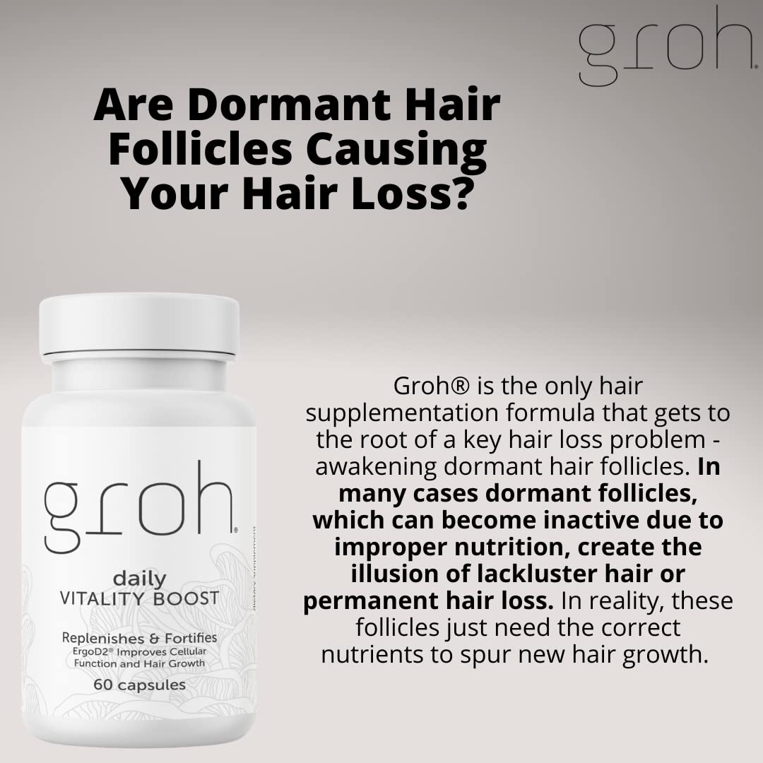 Groh Daily Vitality Boost - Suplemento Natural para Cabello, Piel y Uñas con Hongos y Antioxidantes - 60 Cápsulas