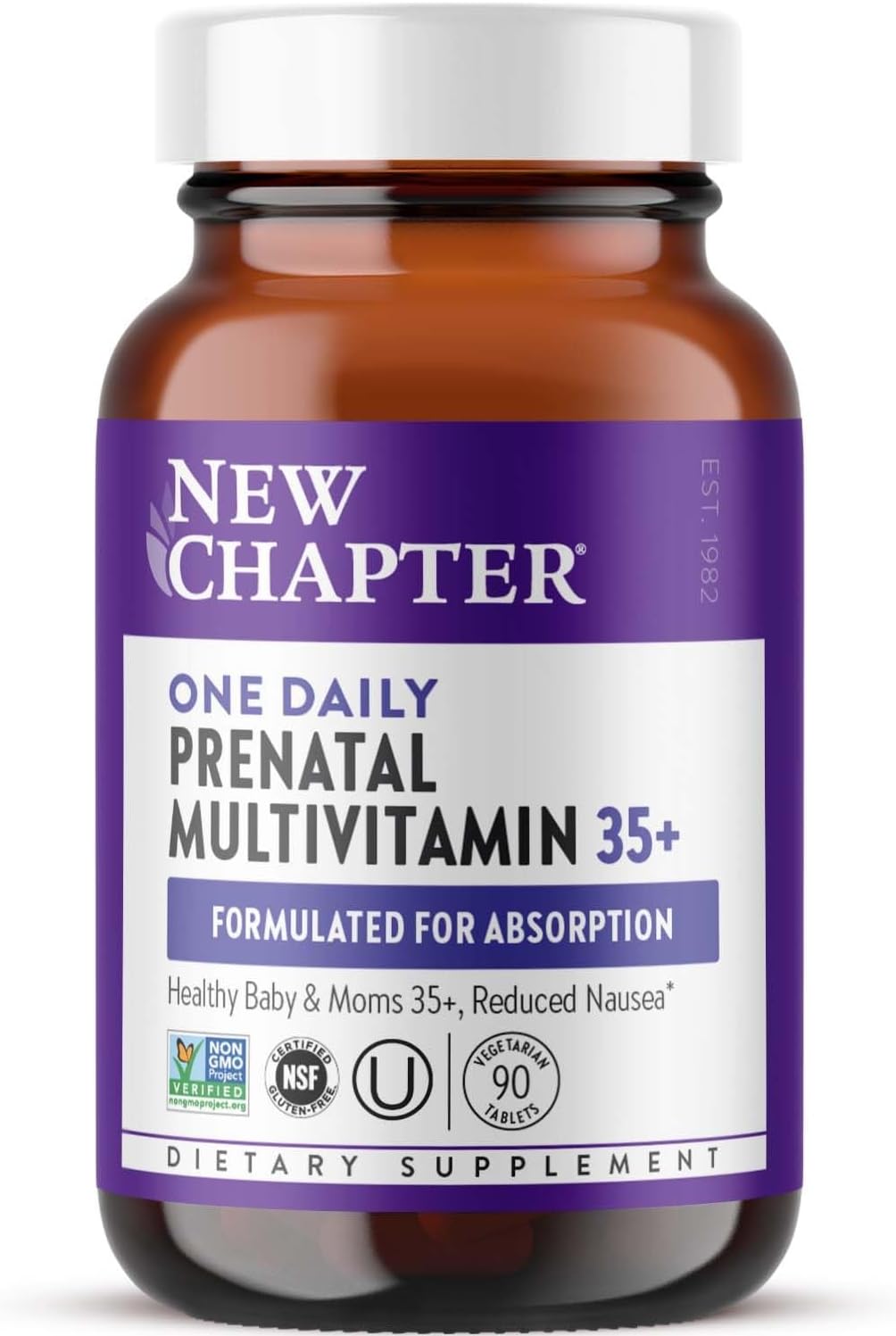 New Chapter Vitaminas Prenatales One Daily 35+ con Metilfolato y Colina - 90 Comprimidos