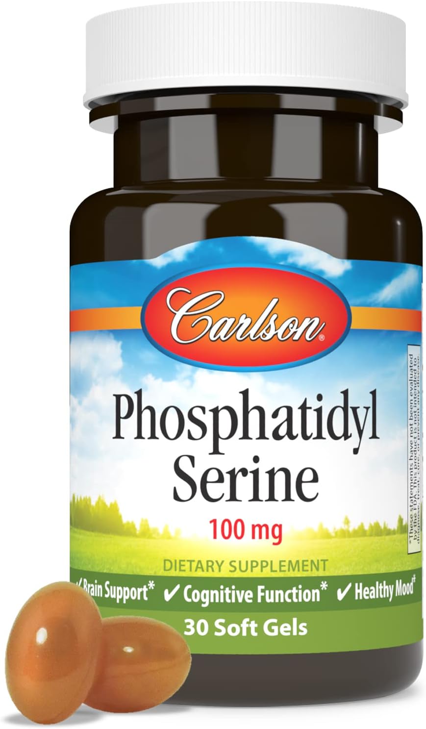 Carlson - Fosfatidilserina, 100 mg, No Transgénico, Función Cerebral, 30 Cápsulas Blandas