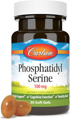 Carlson - Fosfatidilserina, 100 mg, No Transgénico, Función Cerebral, 30 Cápsulas Blandas