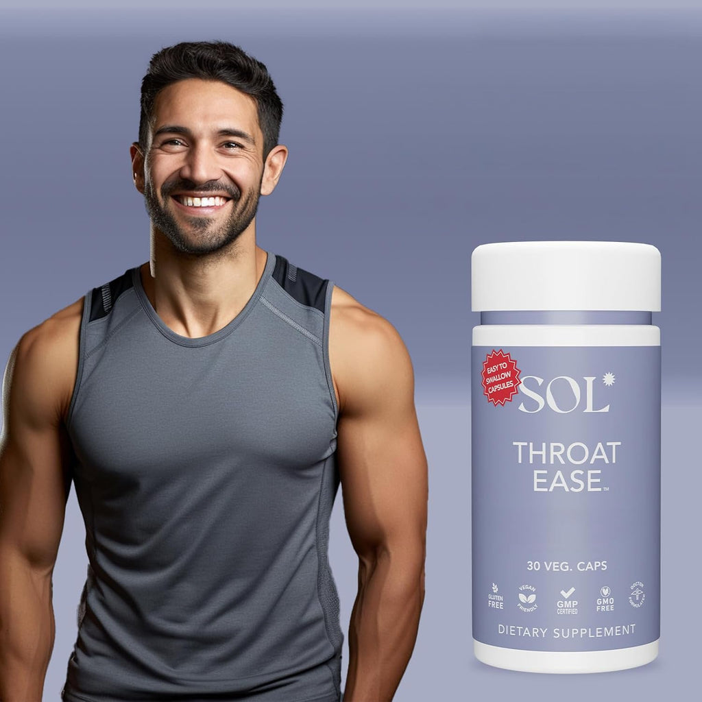 Throat Ease Suplemento – Alivio para la Garganta, Bardana y Perilla, 60 Cápsulas