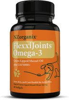FlexxiJoints Omega-3 para Perros - Aceite de Mejillón de Labios Verdes (60 Cápsulas Blandas)