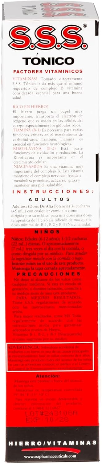 S.S.S. Tonic – Suplemento Líquido de Hierro y Complejo B (B1, B2, B3) – 20 fl oz