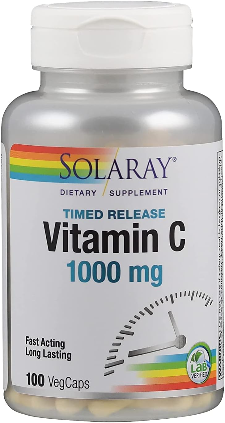 Solaray Vitamina C con Escaramujo, Acerola y Bioflavonoides – 1000 mg, 100 Cápsulas