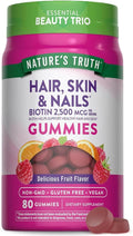 Nature's Truth Biotin Gummies 2500 mcg for Hair, Skin & Nails - 80 Gummies, 2-Pack