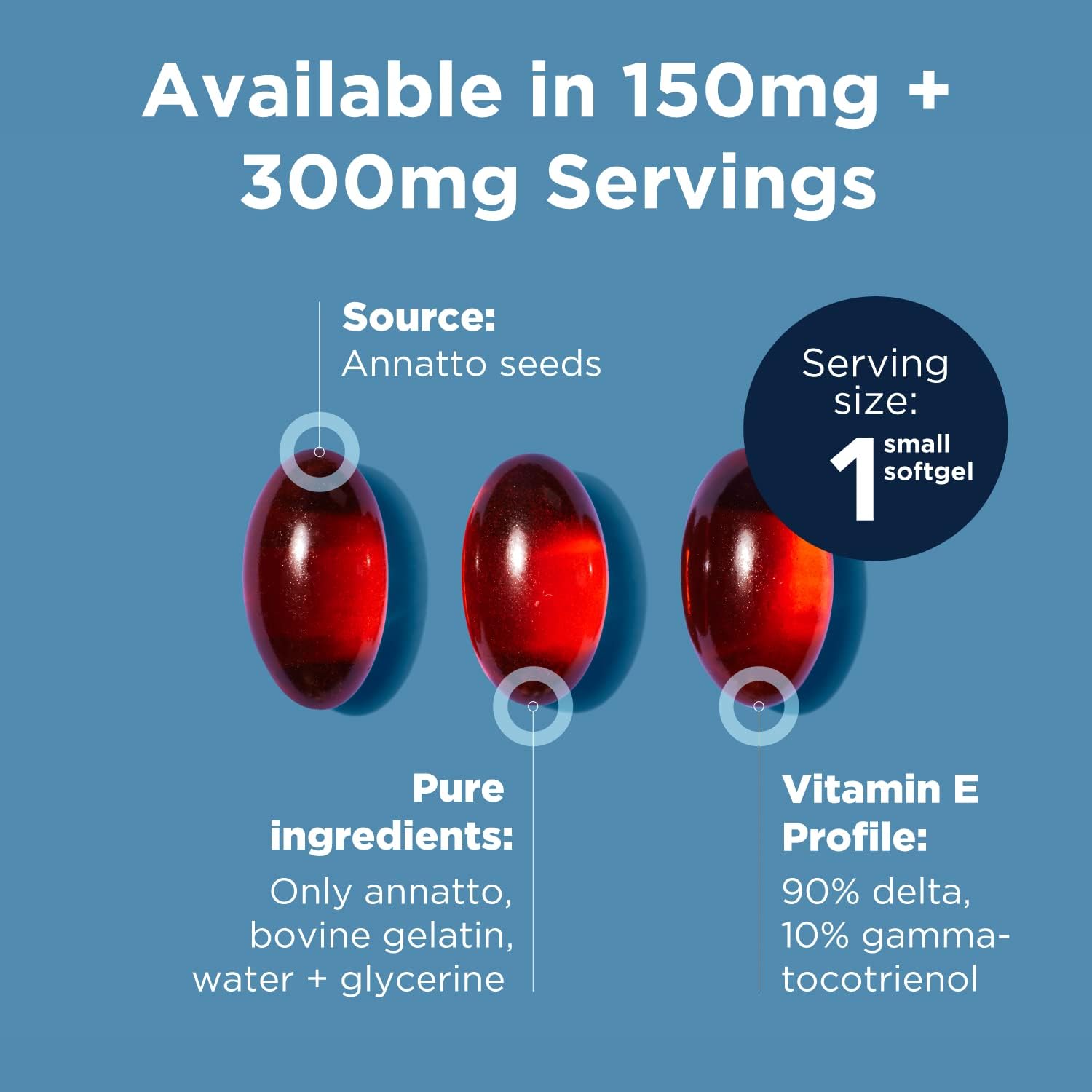 Designs for Health Annatto-E 150mg Tocotrienoles - Complejo de Vitamina E DeltaGold con Delta + Gamma Tocotrienoles - Apoyo Cardiovascular, Envejecimiento Saludable y Antioxidante - No GMO (30 Cápsulas Blandas)
