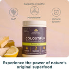 Ancient Nutrition Colostrum Superfood Powder, Calostro Bovino de Pasto, Lactoferrina y Probióticos, Sabor Limón, 60 Porciones