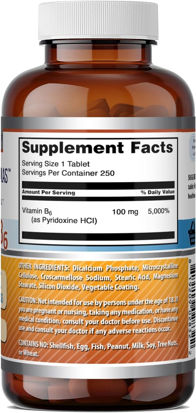 Amazing Formulas Vitamina B6 100 mg - 250 Comprimidos
