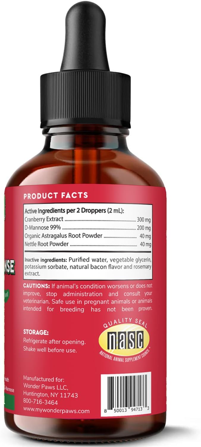 Wonder Paws Premium Kidney Support for Dogs – Suplemento Líquido de Arándano para Perros – 60 ml
