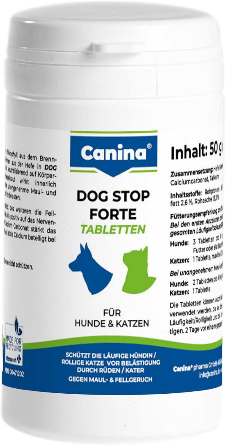 Canina Pharma Dog-Stop Forte Comprimidos para Perros, 60 unidades