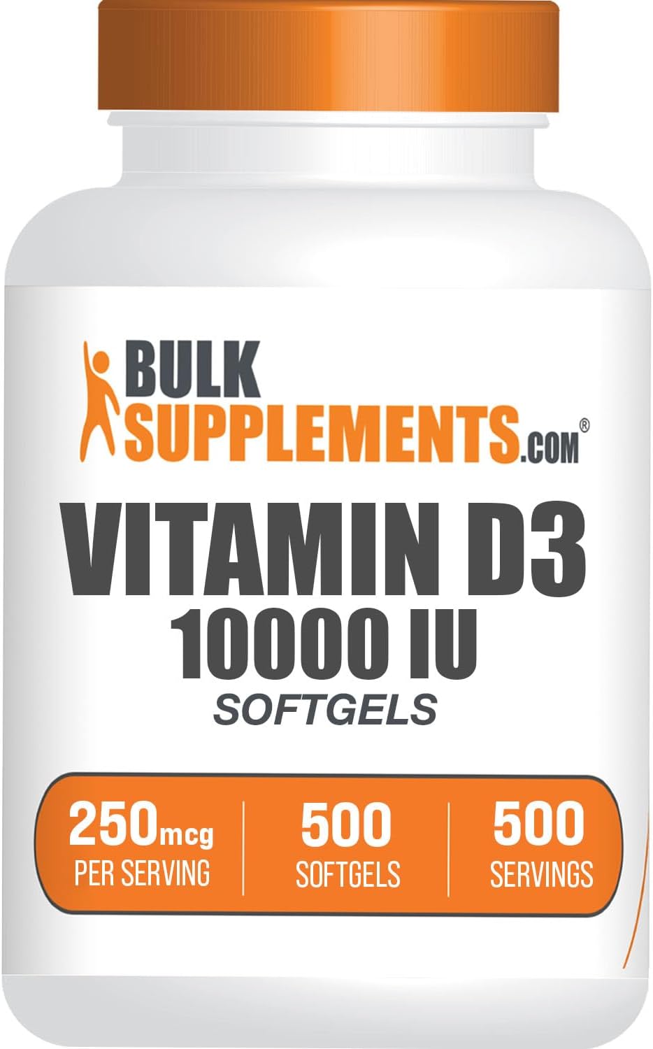 BulkSupplements.com Vitamina D3 10000 UI Cápsulas Blandas - 500 Cápsulas
