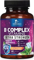 Nature's Nutrition Complejo B-100 Completo - Cápsulas con Vitaminas B12, B6, C, Biotina y Folato - 60 Cápsulas