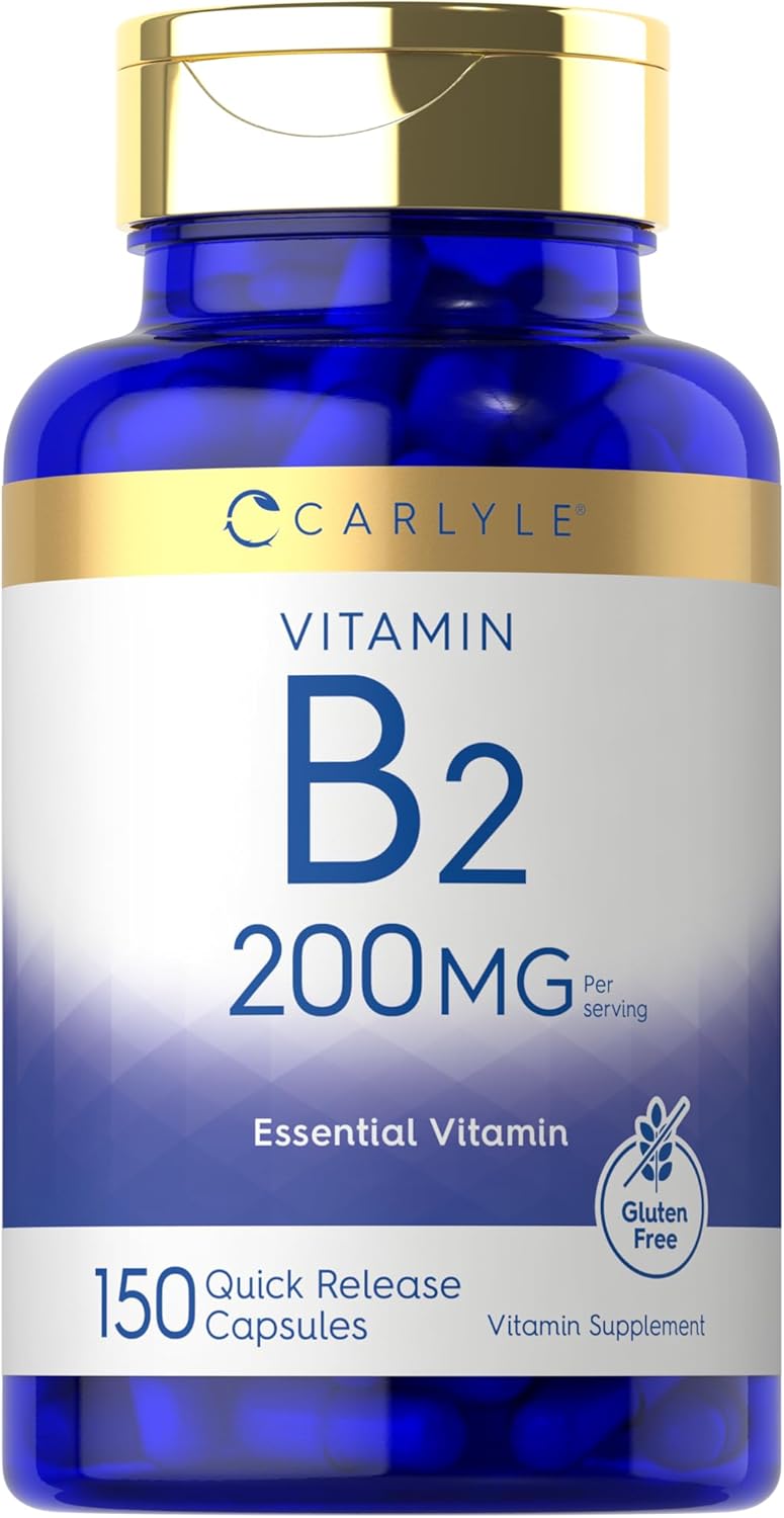 Carlyle Vitamina B2 200mg | 150 Cápsulas | Riboflavina | Sin OGM y Sin Gluten