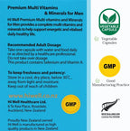 Hi Well Premium Multivitaminas y Minerales para Hombres, 60 Cápsulas Vegetales