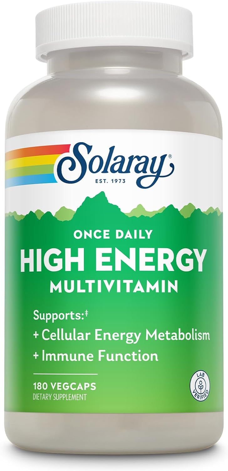 SOLARAY Once Daily Multivitamínico de Alta Energía para Mujeres y Hombres - con Vitamina C, D y Base de Hierbas y Alimentos Integrales - 180 Cápsulas