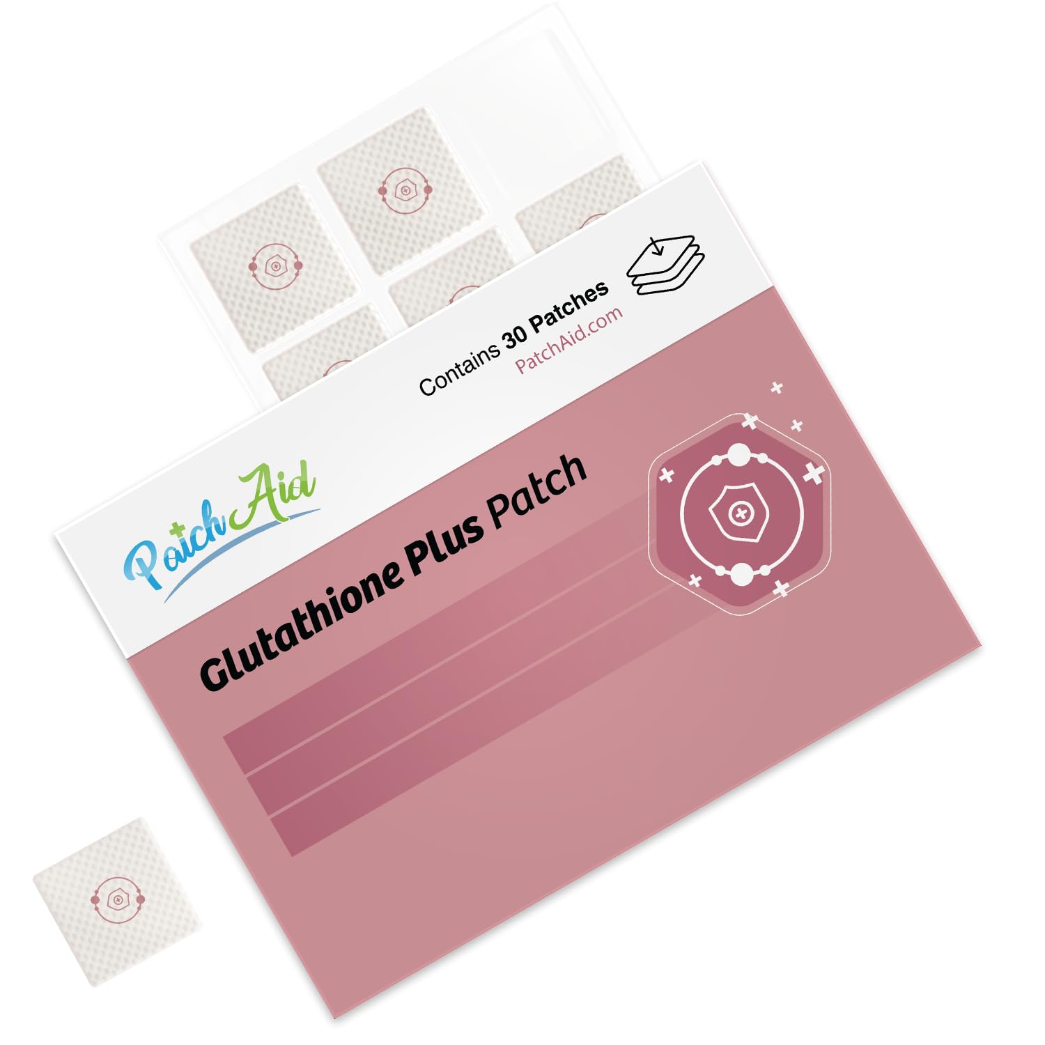 PatchAid Glutathione Plus Parche Tópico | 100mg L-Glutatión con Cardo Mariano, Vitamina C, Selenio y Coenzima Q10 – 30 Parches