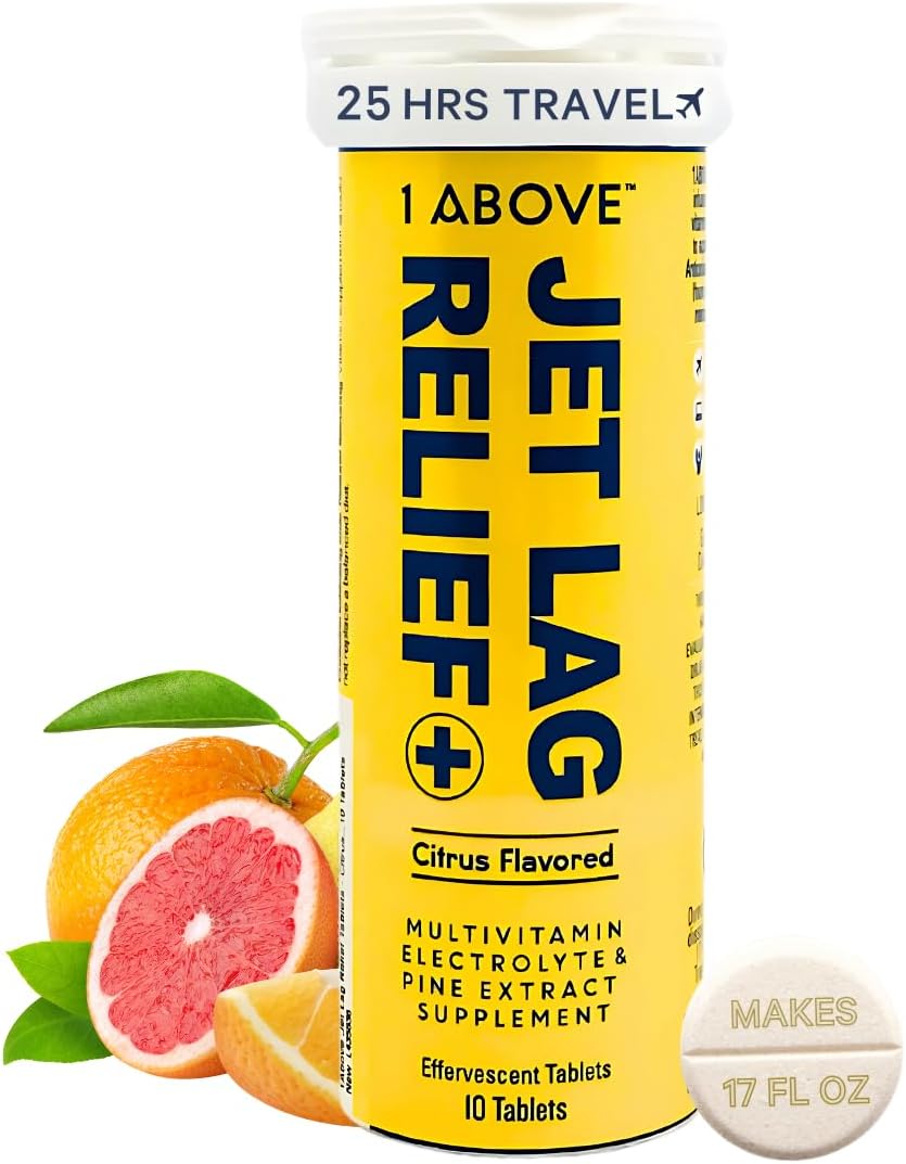 1Above Jet Lag Relief Tablets - Multivitamínico Efervescente Sabor Cítrico, 10 Comprimidos