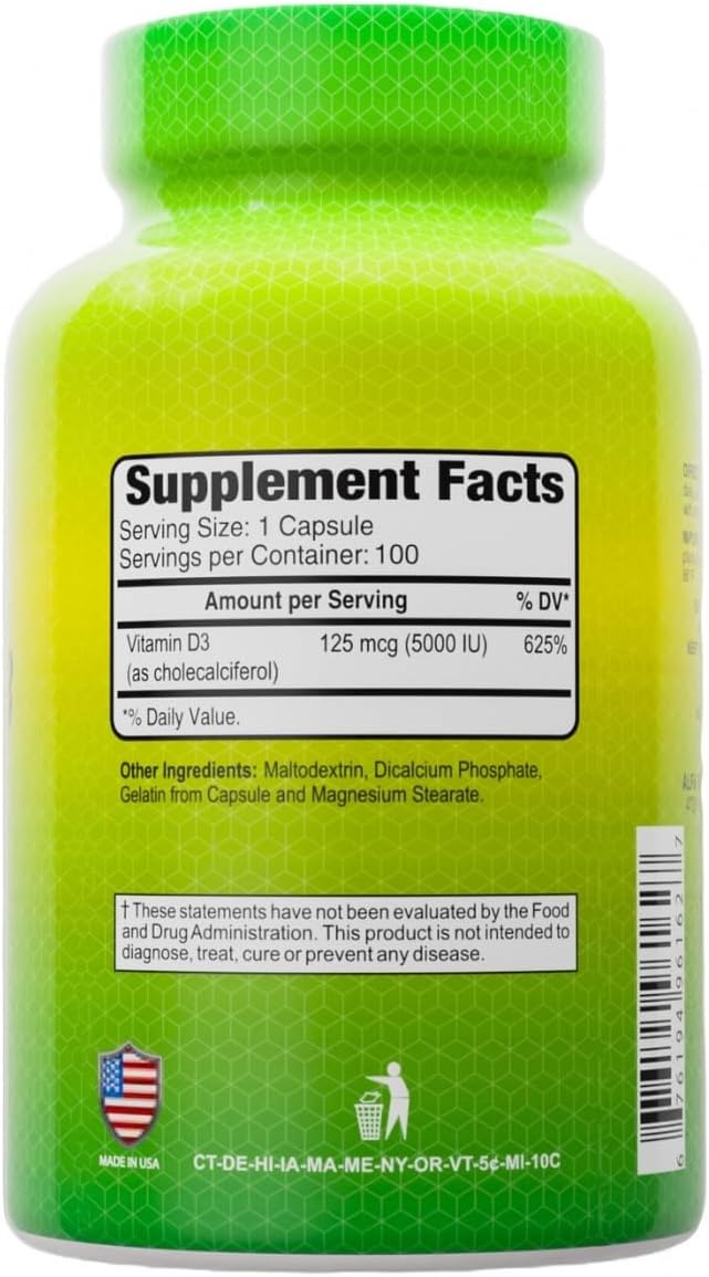 ALFA VITAMINS Vitamina D3 2000 IU – 250 Cápsulas Blandas