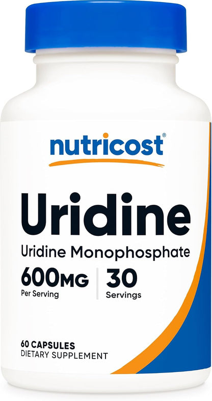 Nutricost Uridine Monophosphate (UMP) 60 Capsules, 600 mg per Serving - Vegan, 30 Servings – Image 1
