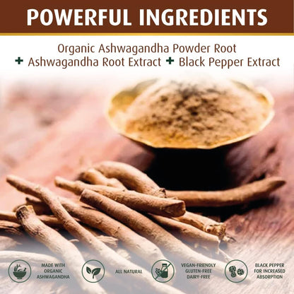 PRATIC LINE Ashwagandha Cápsulas 3000 mg - 120 Cápsulas Veganas con Polvo y Extracto de Raíz Orgánica. Sin Gluten. Hecho en – Image 6