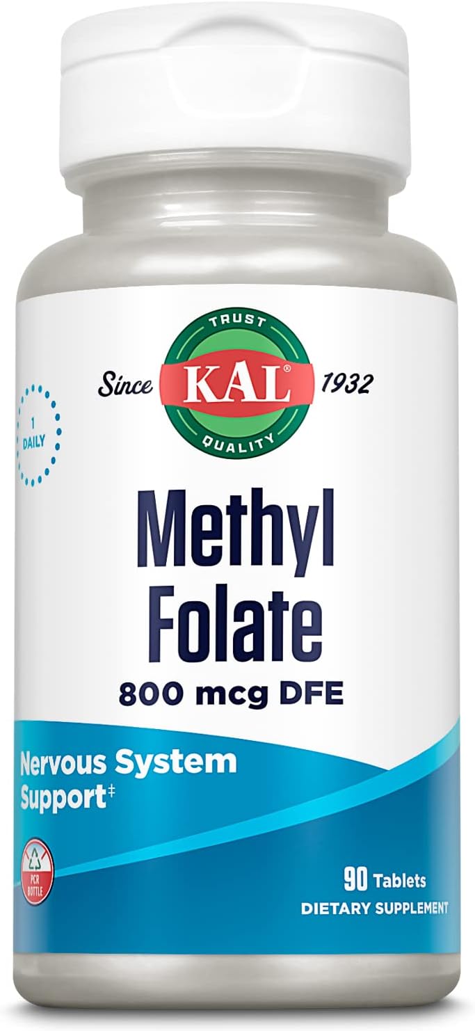 KAL Metilfolato 800 mcg - Complemento de Ácido Fólico Activo 5-MTHF, 90 Comprimidos