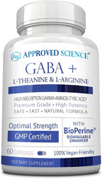 Approved Science GABA+ - Promueve la Calma, Mejora el Sueño, Equilibra el Estado de Ánimo - 360 Cápsulas Veganas