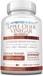 Approved Science Vinagre de Manzana en Cápsulas con 'The Mother' y BioPerine – 1600 mg – 60 Cápsulas